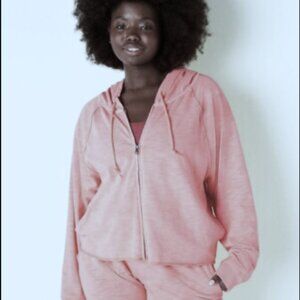 Victoria's Secret Iris Purple Summer Lounge Cotton Zip Up Hoodie Raw Hem XXL NWT